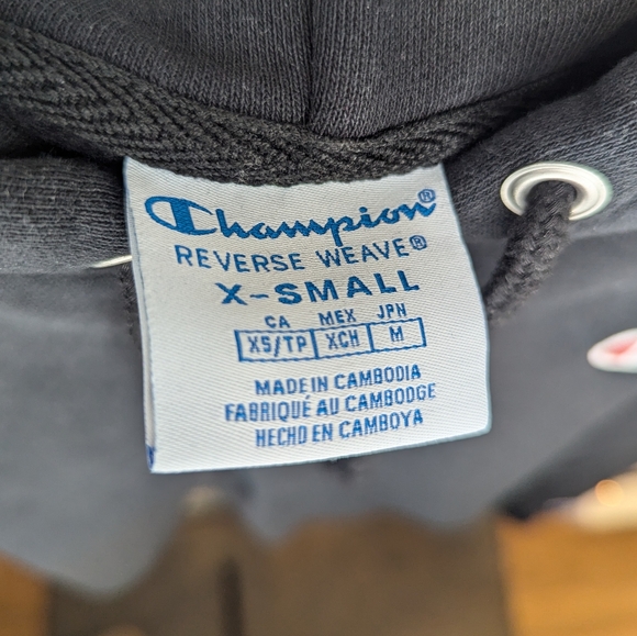 Black Champion Reverse Weave XS Cropped Sweater Hoodie - Picture 3 of 3